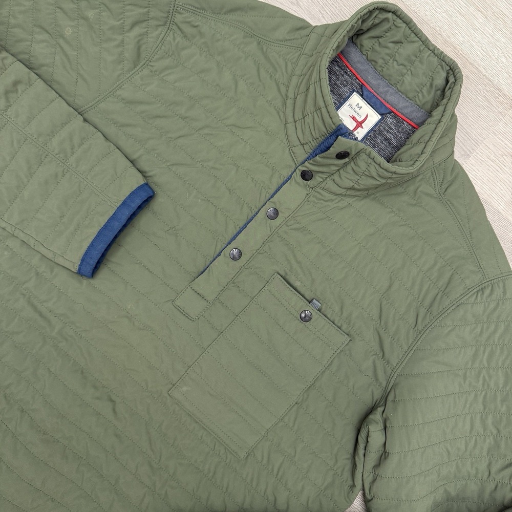 Mens XL Relwen Windzip Popover Jacket Green Quilted Insulated Quarter Zip
